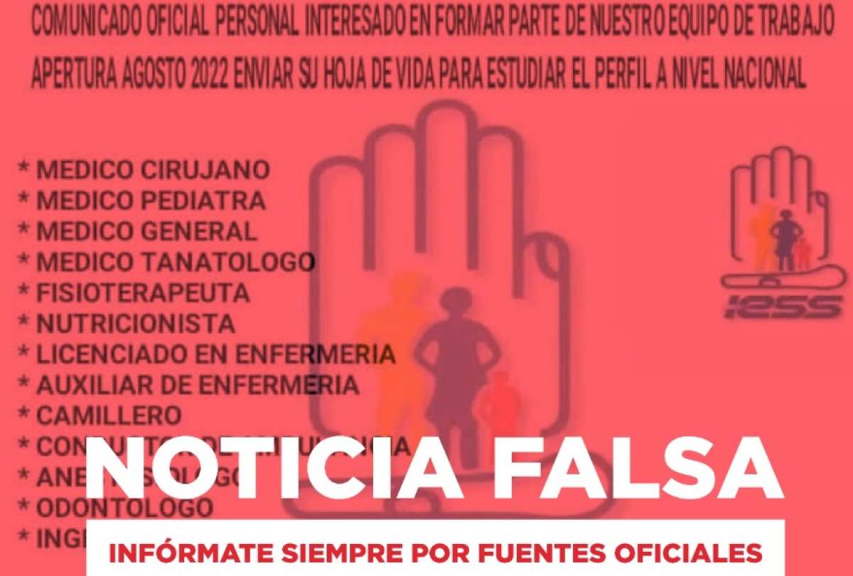 Alerta por ofertas de trabajo falsas en el IESS