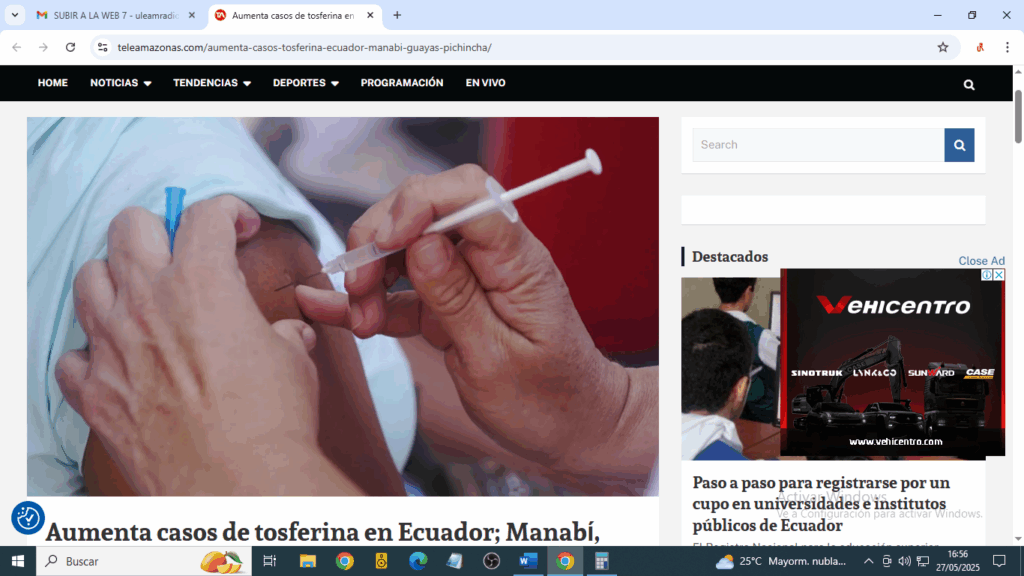 Aumenta casos de tosferina en Ecuador; Manabí, Guayas y Pichincha registran el mayor número de contagiados 2 Aumenta casos de tosferina en Ecuador; Manabí, Guayas y Pichincha registran el mayor número de contagiados