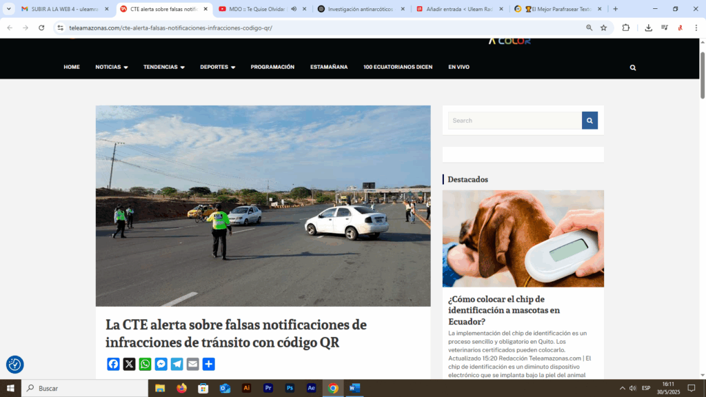 La CTE alerta sobre falsas notificaciones de infracciones de tránsito con código QR 1 La CTE alerta sobre falsas notificaciones de infracciones de tránsito con código QR