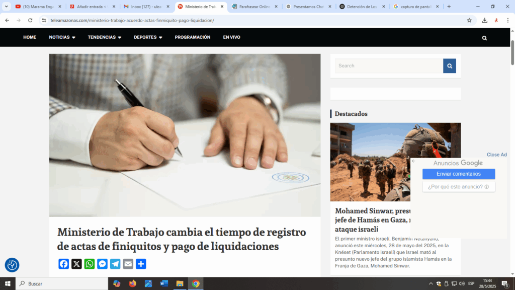 Ministerio de Trabajo cambia el tiempo de registro de actas de finiquitos y pago de liquidaciones 3 Ministerio de Trabajo cambia el tiempo de registro de actas de finiquitos y pago de liquidaciones
