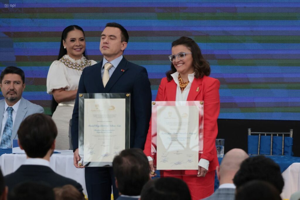 Daniel Noboa y María José Pinto, presidente y vicepresidenta, recibieron sus credenciales