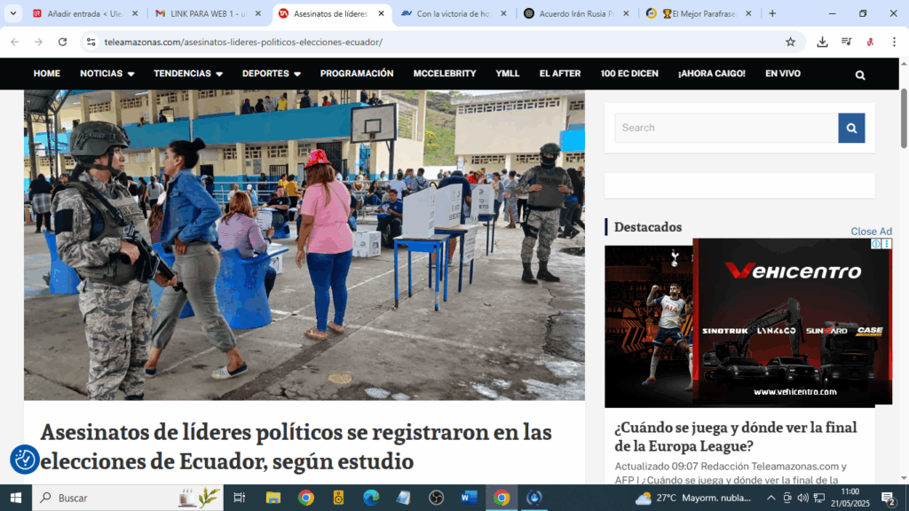 Asesinatos de líderes políticos se registraron en las elecciones de Ecuador, según estudio 2 Asesinatos de líderes políticos se registraron en las elecciones de Ecuador, según estudio