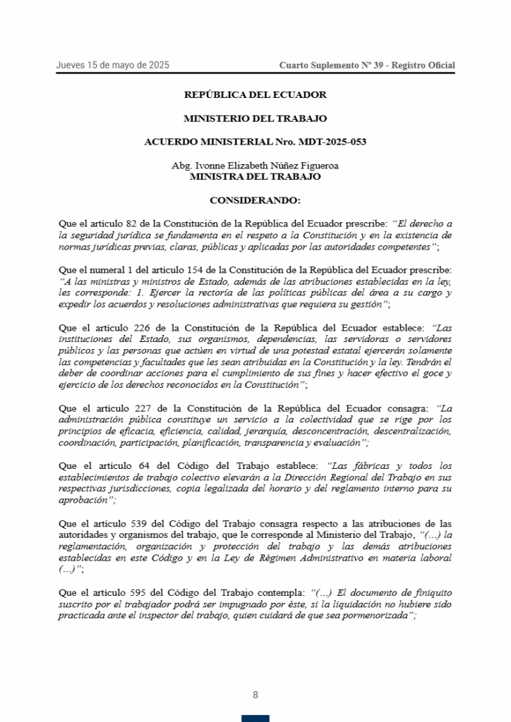 Ministerio de Trabajo cambia el tiempo de registro de actas de finiquitos y pago de liquidaciones 2 Ministerio de Trabajo cambia el tiempo de registro de actas de finiquitos y pago de liquidaciones