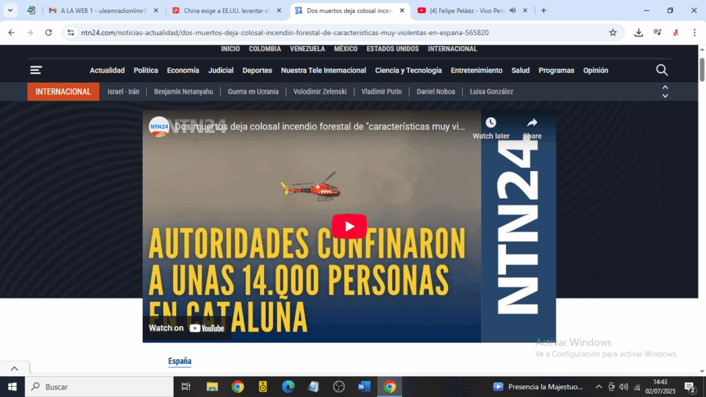 Dos muertos deja colosal incendio forestal de "características muy violentas" en España 1 Dos muertos deja colosal incendio forestal de "características muy violentas" en España