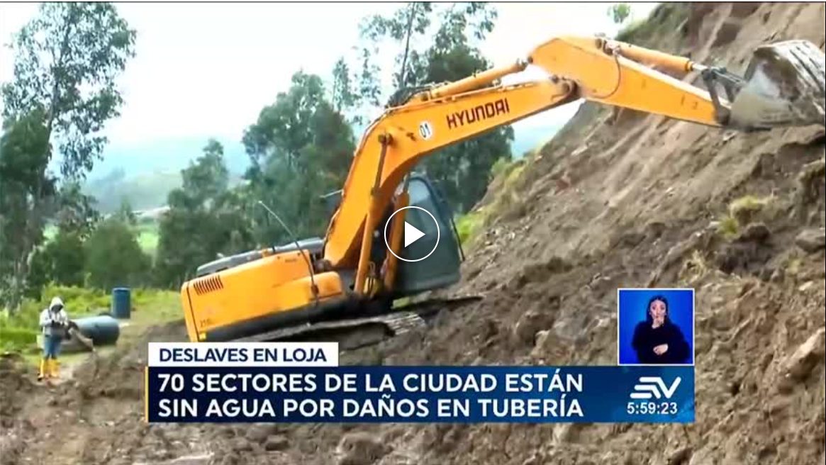 Cerca de 70 sectores de Loja sin agua potable tras deslizamientos que destruyeron tuberías